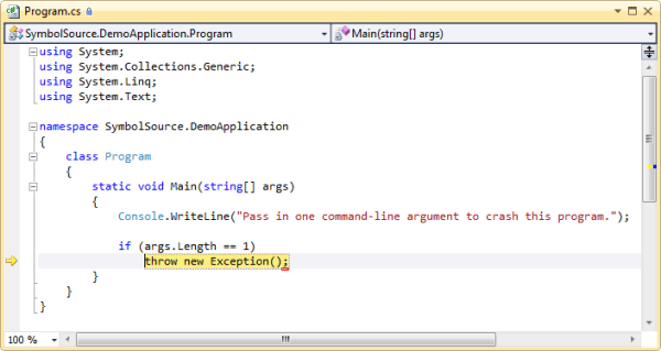 SymbolSource.DemoApplication at throw site